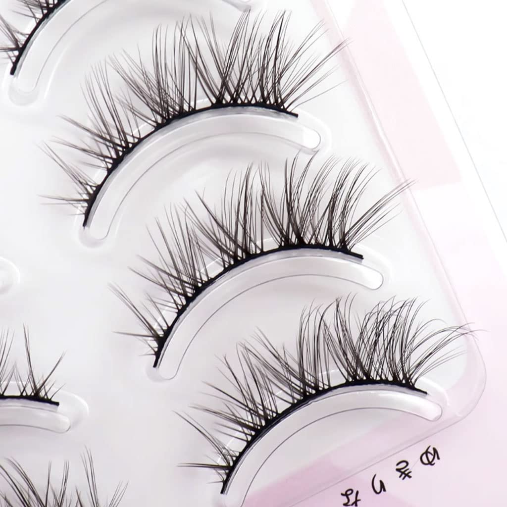 Pestañas Postizas Natural Look Eyelashes 3D Mink Lashes Wispies 11mm False Eyelashes 5 Pairs Manga Lashes for Women & Girl Fake Eyelashes