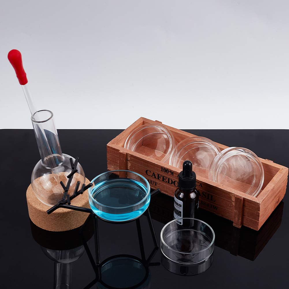 OLYCRAFT Platos de vidrio Petri de vidrio de borosilicato de alto vidrio de borosilicato con tapa de 2.362 in de diámetro x 0.709 in de profundidad