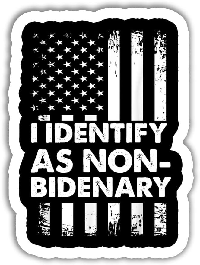 3 calcomanías con texto en inglés “I Identify As Non-Bidenary” (I Identify As Non-Bidenary)  Divertidas calcomanías de Joe Biden Meme President