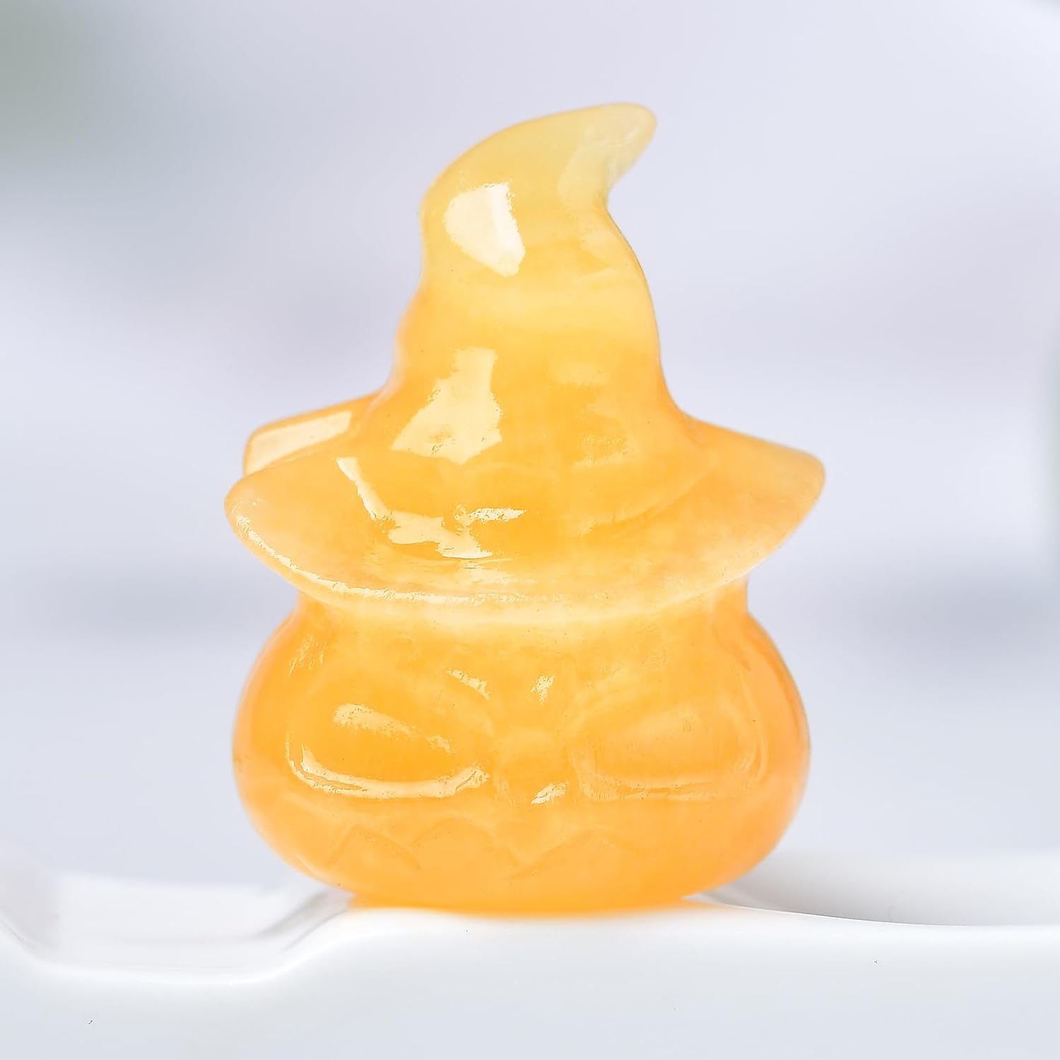 WUYOUSHI Estatua de cabeza de calabaza de cristal natural de 1.58 pulgadas, calcita amarilla, calabaza, aura, curación de chakras, piedras preciosas