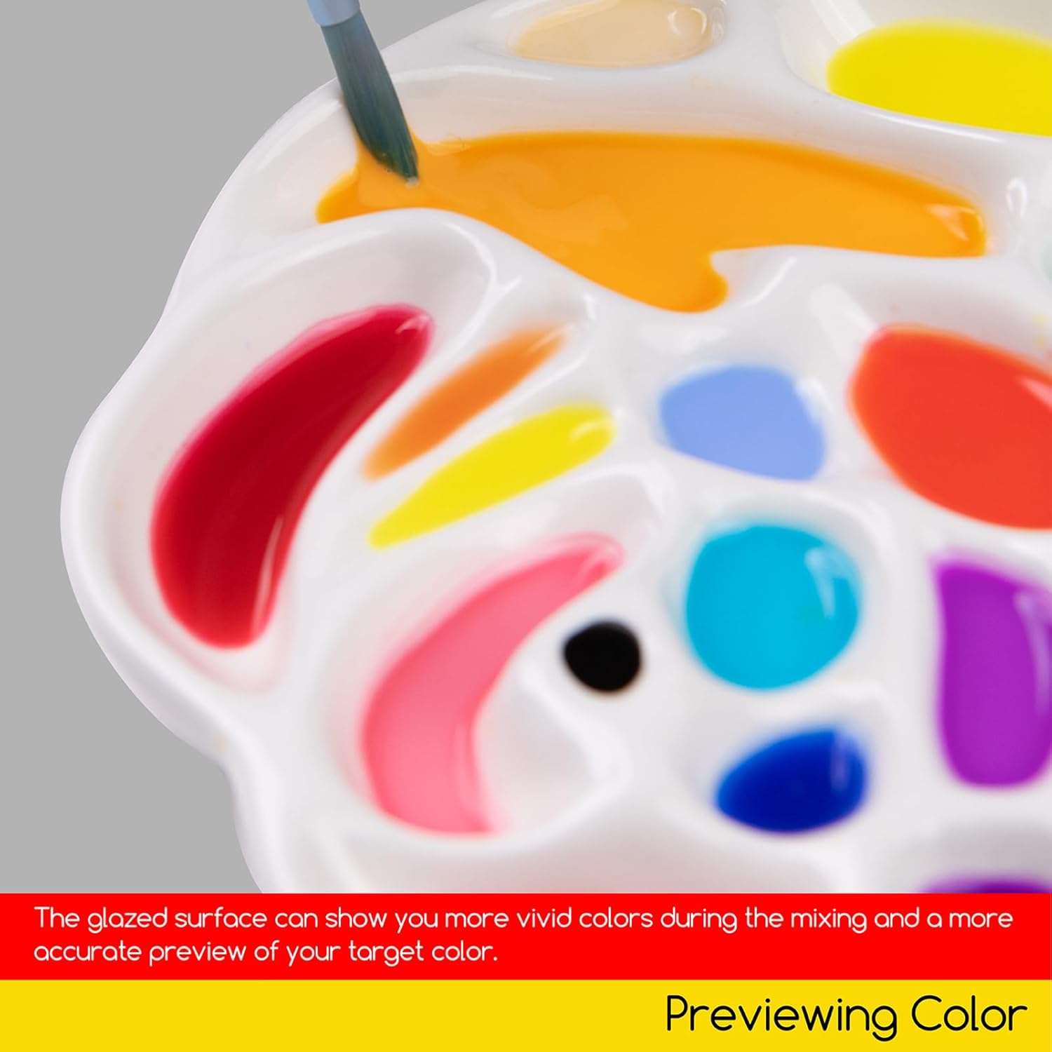 MEEDEN – Paleta de pintura de acuarela de porcelana, diseño de rosa, bandeja para pintar de acuarela de artista, color gouache, 6.0in de diámetro