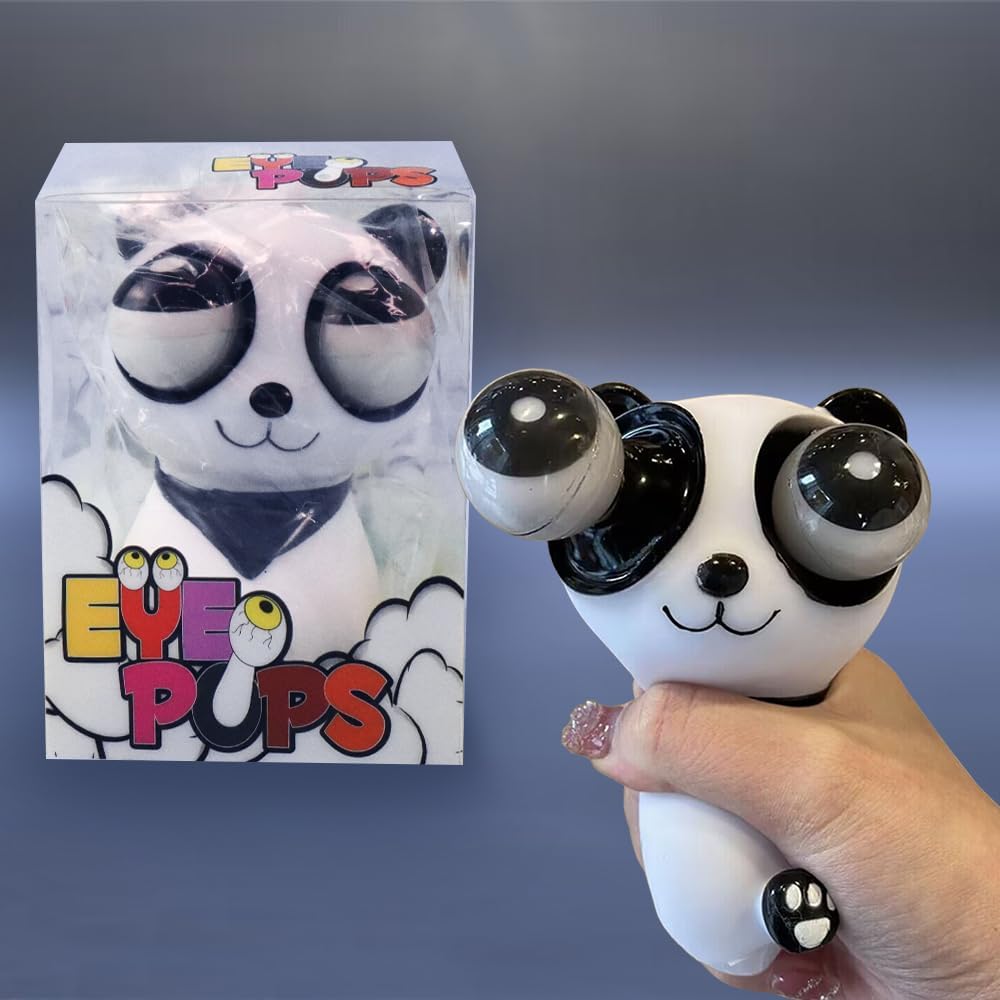 Juguetes para apretar con forma de panda, juguete para aliviar el estrés, juguetes divertidos y esponjosos con ojos emergentes, juguetes sensoriales