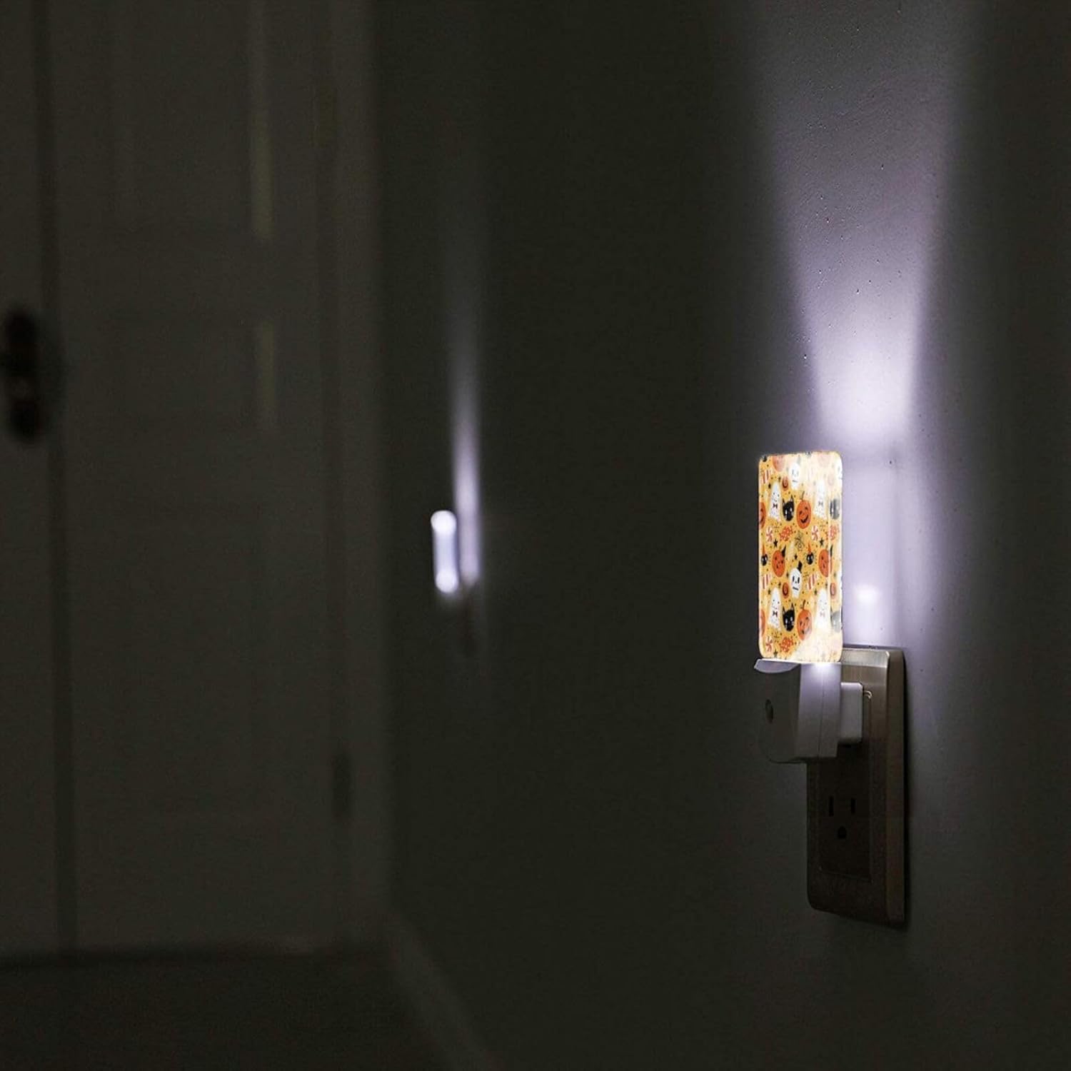 Luz nocturna de Halloween, gato, fantasma, calabaza, luz nocturna con enchufe, luz nocturna LED impresa para niños, proyector de luz nocturna LED
