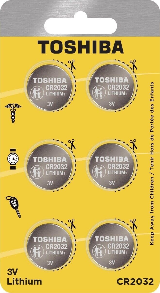 Toshiba CR2032 – Paquete de ampolla resistente a los niños con celda de moneda de litio de 3 V (6 baterías)