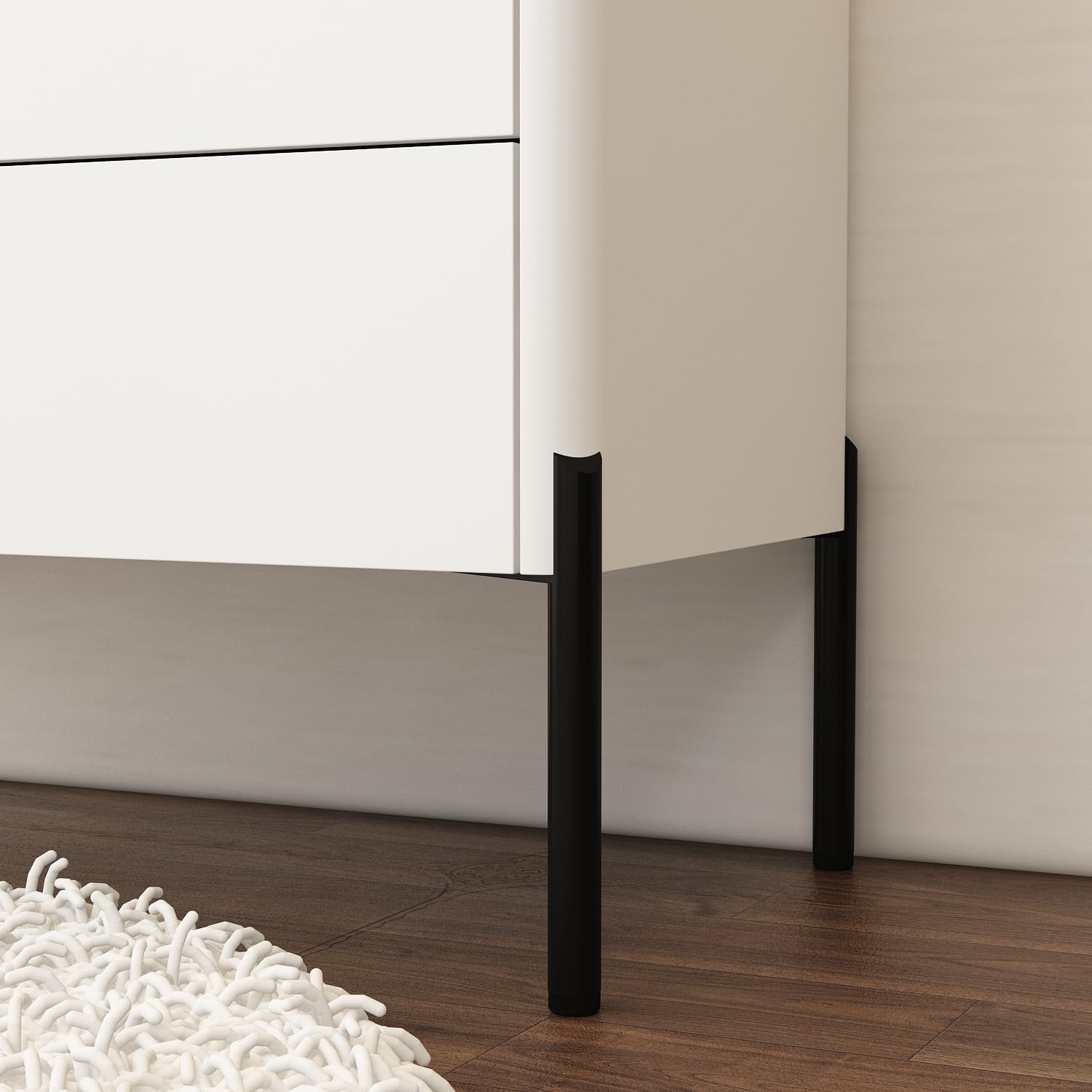 ECACAD Cómoda de 5 cajones con parte superior de vidrio y organizador de cajones, cómoda de almacenamiento de madera moderna de 47.2 pulgadas de