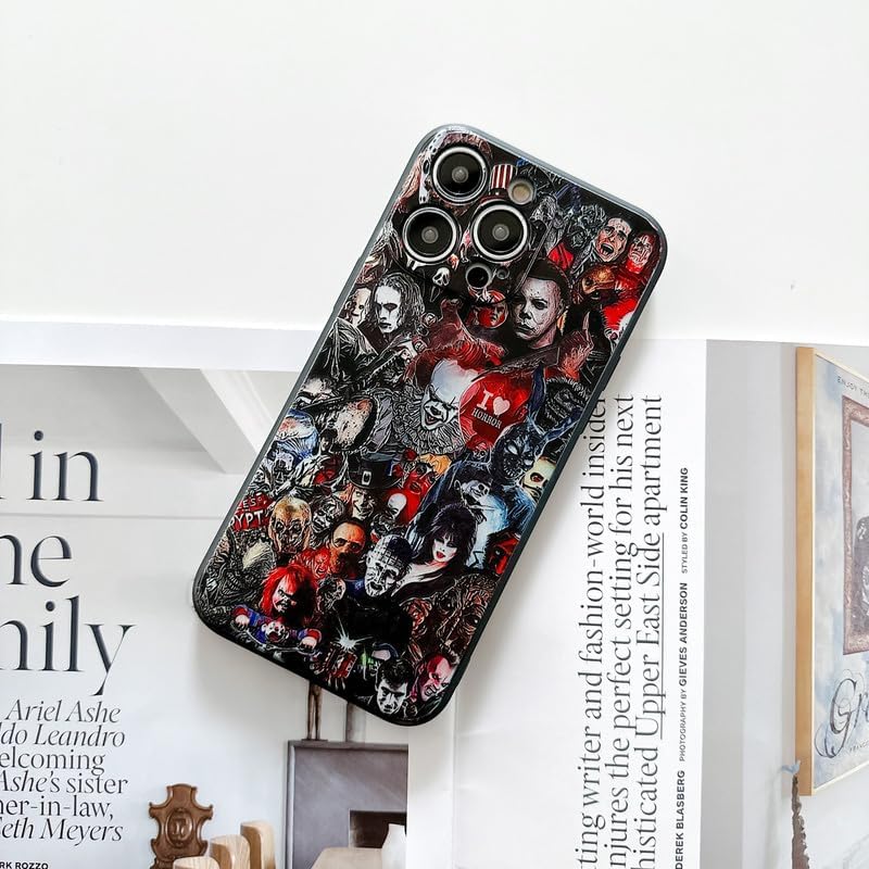 AraoUe Funda de teléfono de Halloween para iPhone 14 Pro Max para niños, niñas, hombres, mujeres y adolescentes, impresión de collage de caras