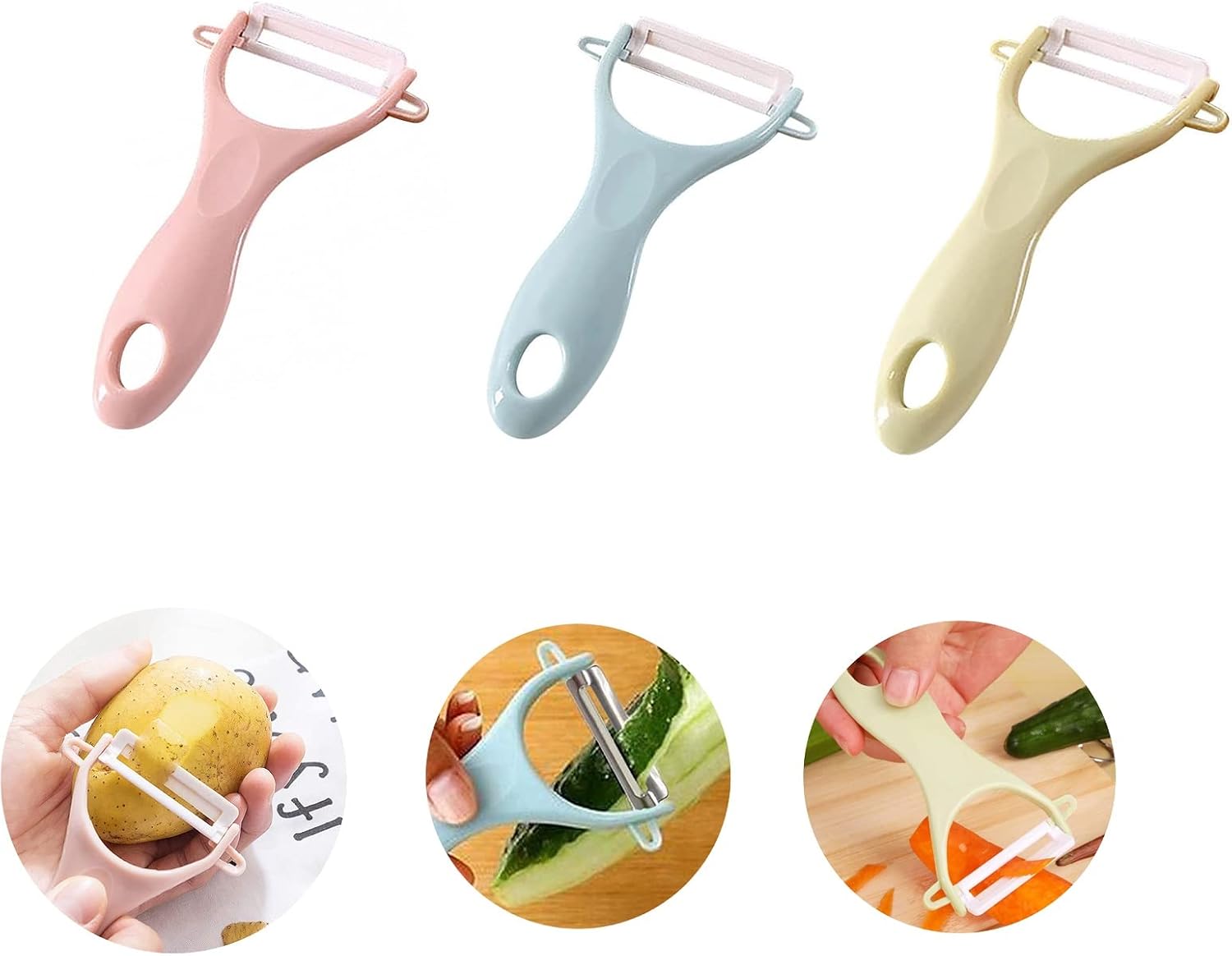 Peladores de patatas, paquete de 3, peladores de frutas, peladores de patatas, pepino, peladores de manzana para cocina, peladores de verduras