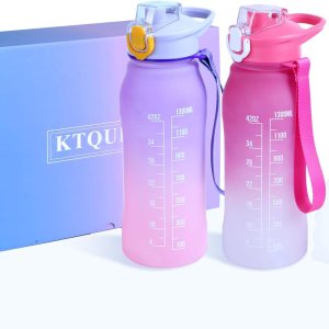 2 botellas de agua deportivas de 40 onzas, botellas de agua motivacionales con marcador de tiempo y popote, sin BPA, a prueba de fugas, botella de 2 botellas de agua deportivas de 40 onzas, botellas de agua motivacionales con marcador de tiempo y popote, sin BPA, a prueba de fugas, botella de