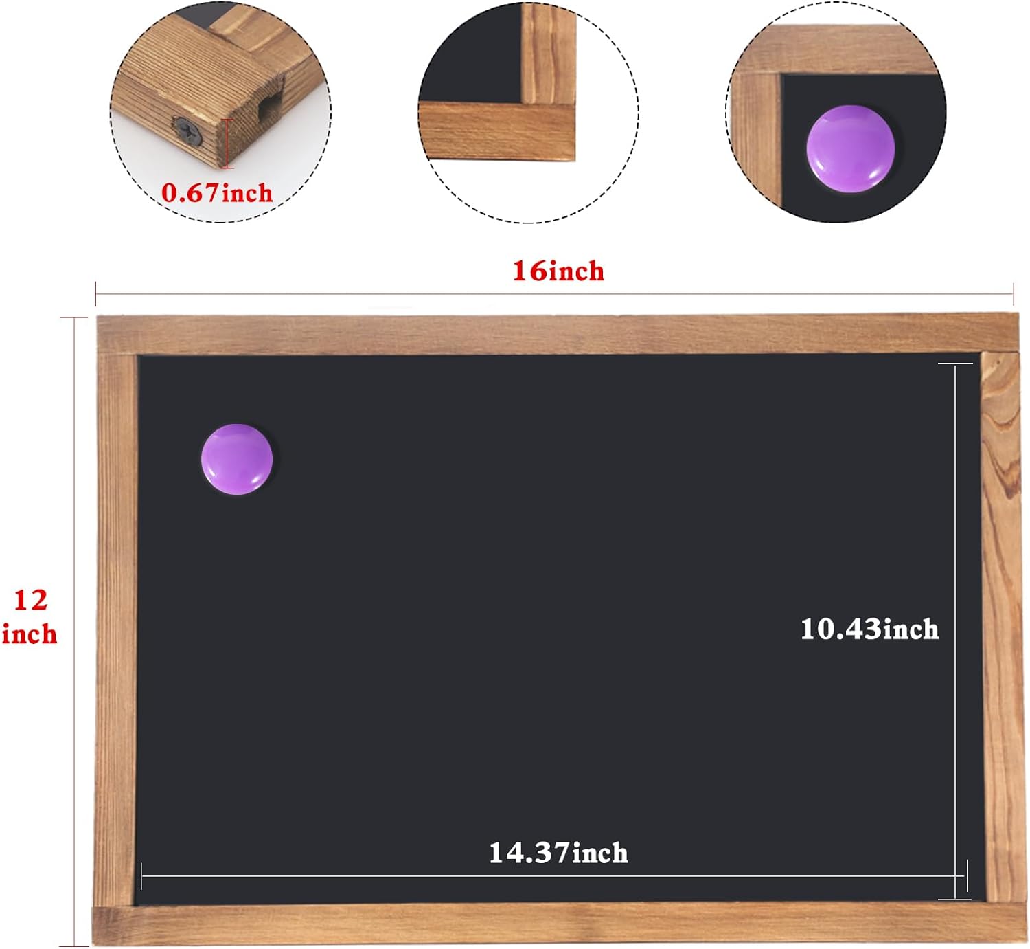Pizarra magnética pequeña para pared con marco de madera rústica, pizarra decorativa para niños, pizarra colgante para el hogar, oficina,