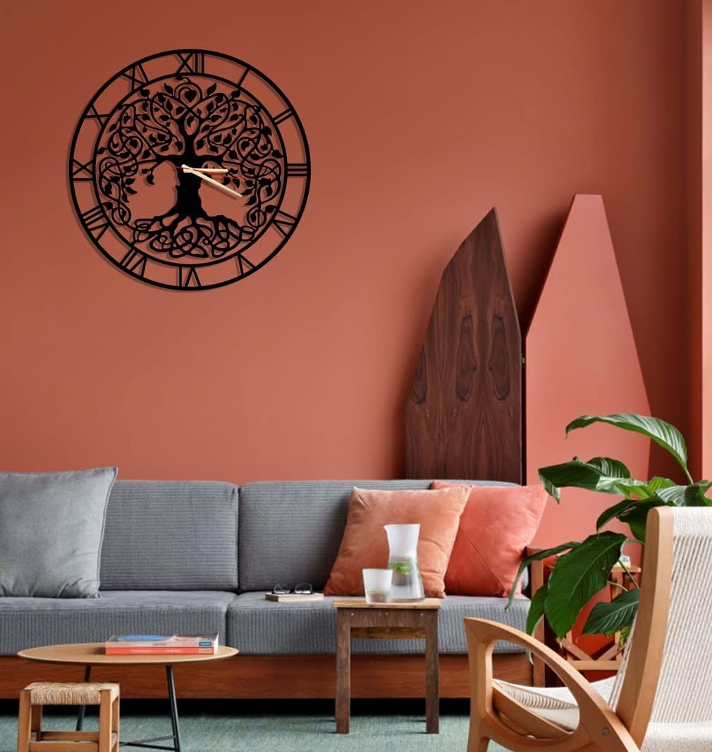 Reloj de pared de metal Árbol de la vida, reloj de pared decorativo del árbol de la vida, reloj de pared para el hogar, regalo de inauguración de la