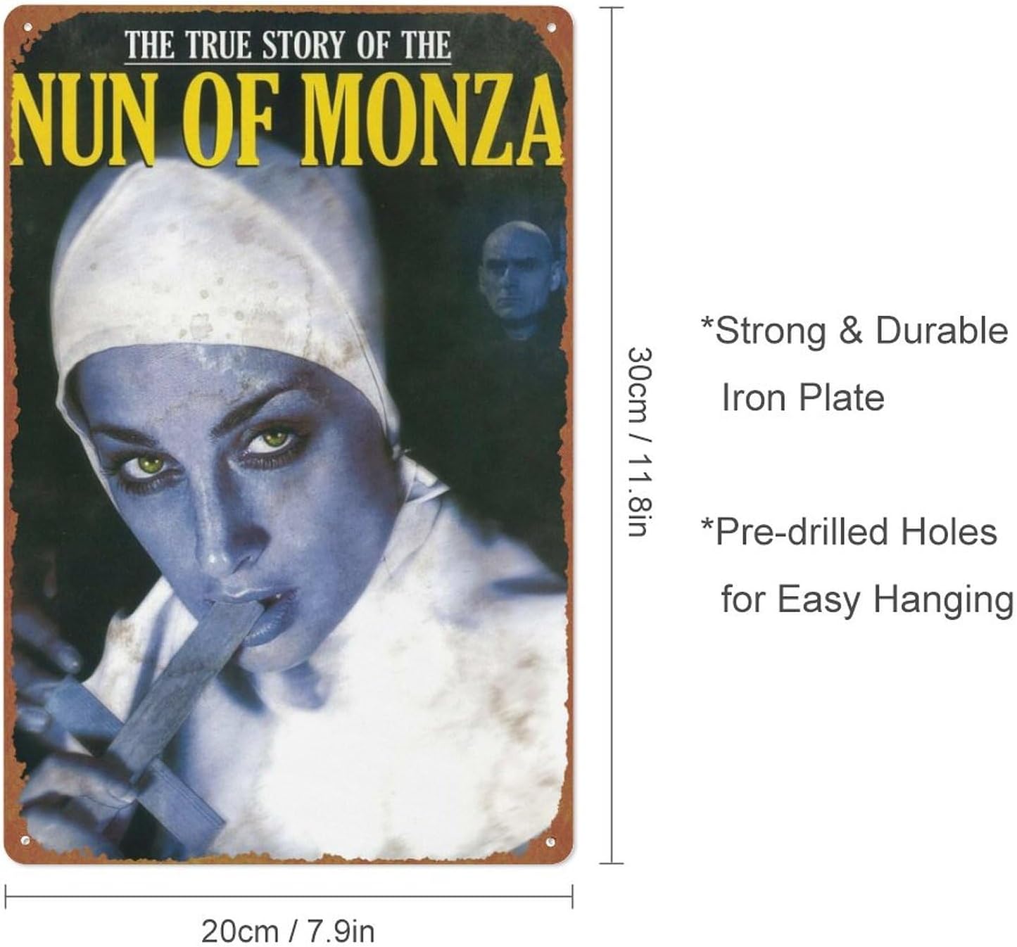 Cartel retro de 12 x 8 pulgadas con texto en inglés The True Story of the Nun of Monza Garden Club, para dormitorio, oficina, cafetería, bar