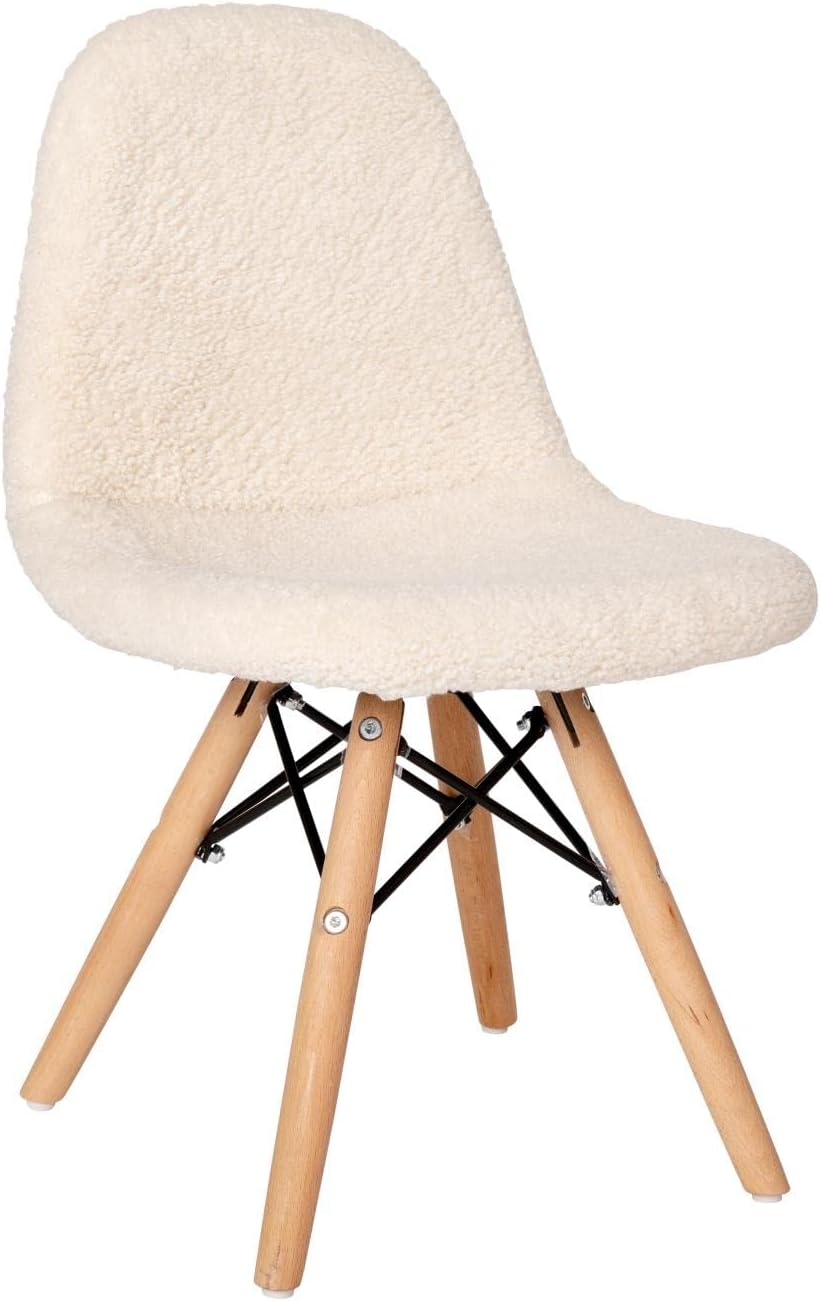 Flash Furniture Zula – Silla moderna acolchada de piel de oveja sintética para niños, tapizado acolchado de piel de oveja sintética color blanco
