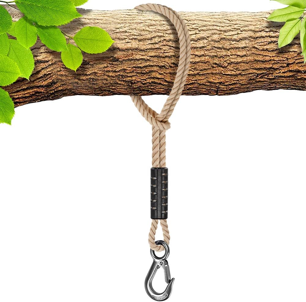 BeneLabel Cuerda de columpio de árbol, 19 pulgadas, correa para colgar para columpio de árbol, gancho resistente, para interiores y exteriores,