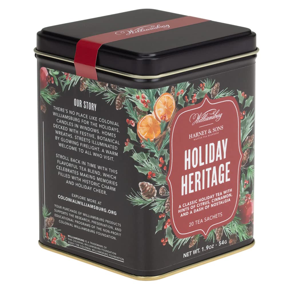 Harney & Sons Holiday Heritage Colonial Williamsburg Blend  Té negro con manzana tibia, canela y cáscara de naranja