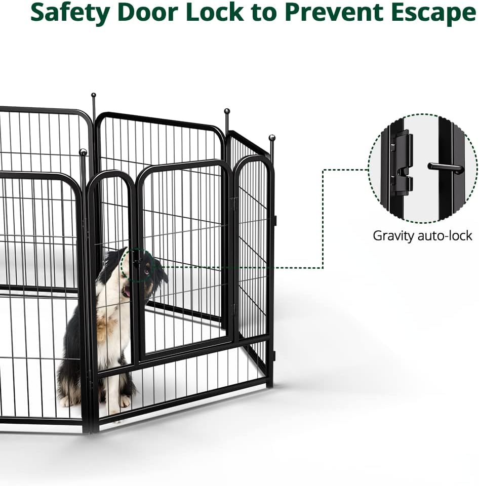 Corralito para perros, 16 paneles de 32 pulgadas de altura, corralito de metal resistente con estacas para perros pequeños y medianos, fácil de