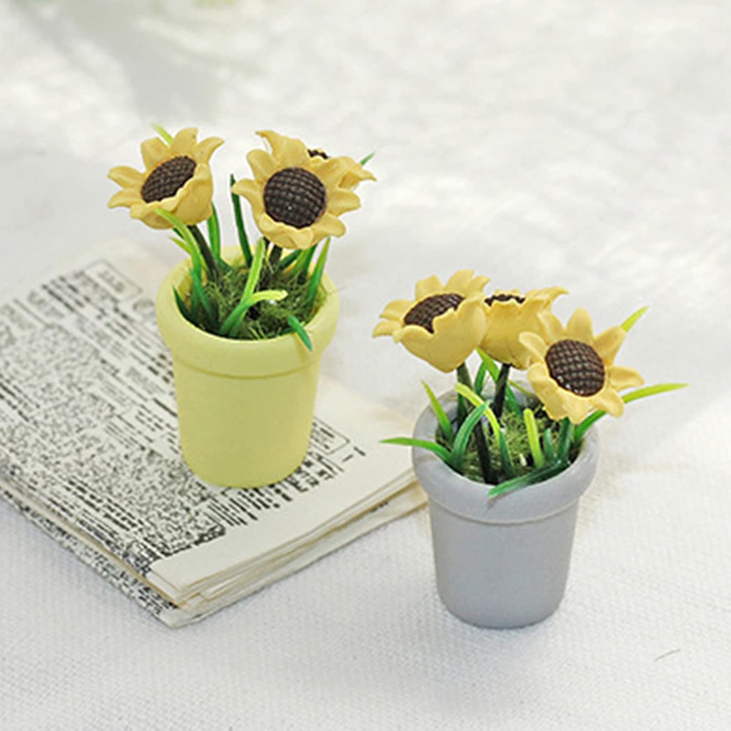 Miniatura Girasol Exquisita Imaginación Cultivo Resina Muñeca Casa Mini Girasol para Gris