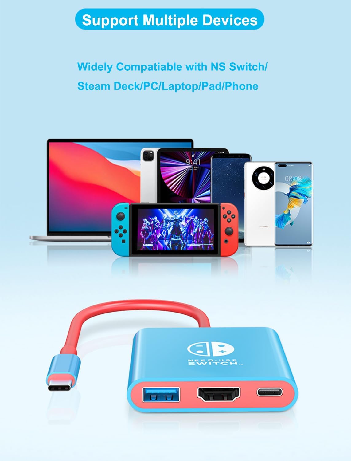 YLVOTER Adaptador de estación de acoplamiento para Nintendo Switch, estación de acoplamiento de TV portátil 3 en 1 de repuesto para Switch Dock