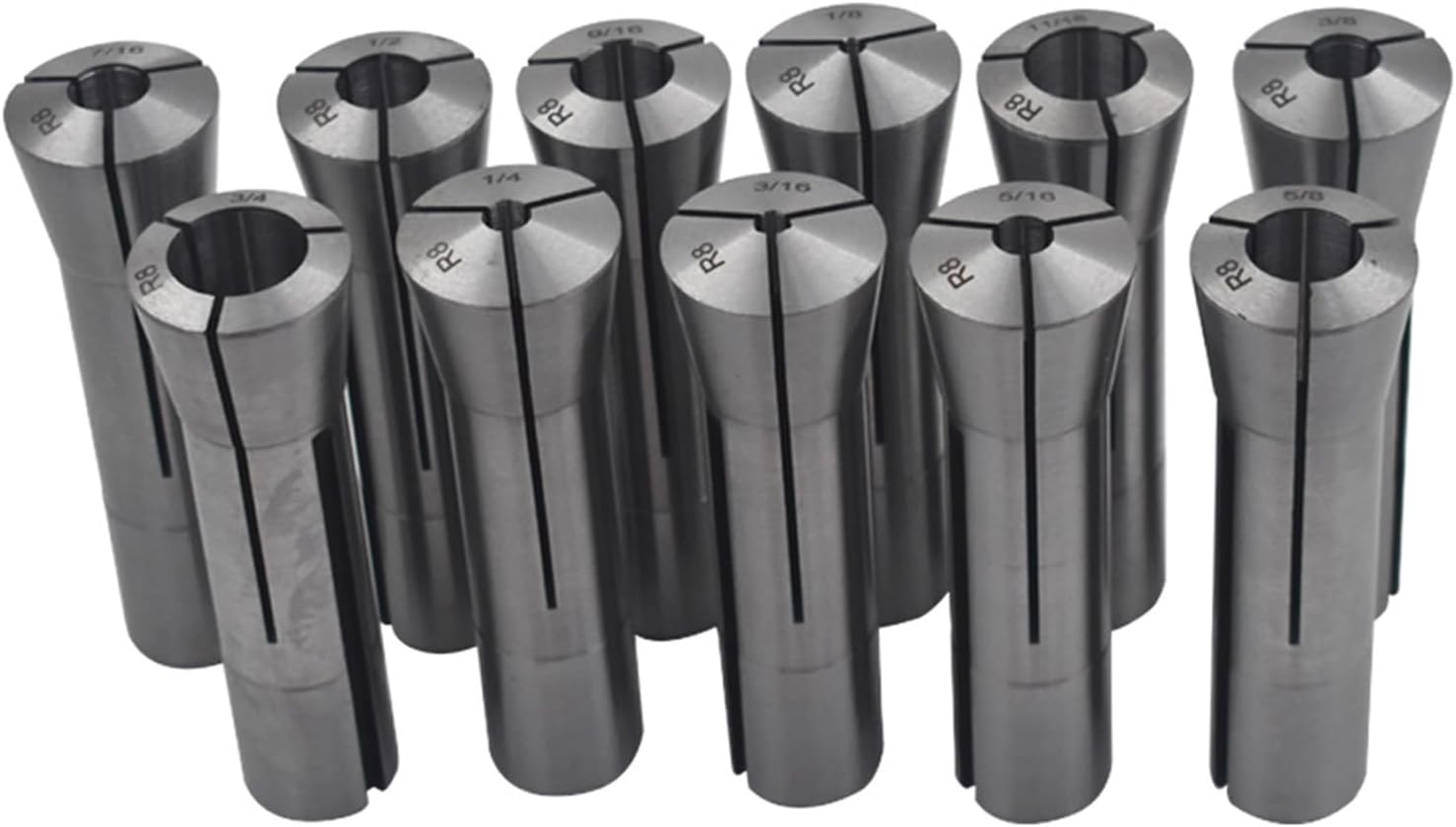 Findmall Juego de 11 pinzas de precisión R8 de 18 a 34 pulgadas, soporte para portabrocas de fresado, 716 pulgadas – 20 hilos de barra de tracción