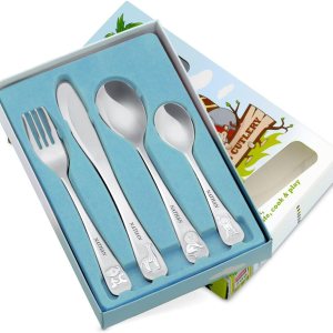 Maverton Juego de cubiertos para niños pequeños – Cubertería para niños con animales grabados – Para cumpleaños – Accesorios de cocina para bautizo Maverton Juego de cubiertos para niños pequeños – Cubertería para niños con animales grabados – Para cumpleaños – Accesorios de cocina para bautizo