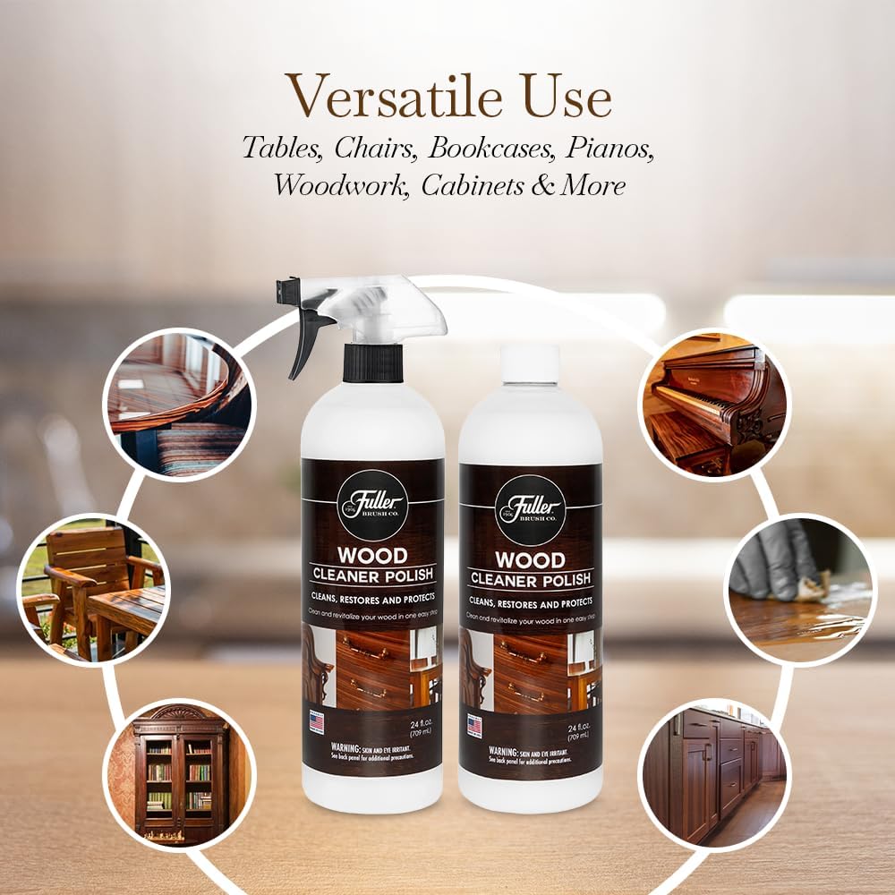 Fuller Brush Limpiador de madera – Fórmula sin cera – Elimina el polvo, residuos, grasa y acumulación de cera – Limpia y revitaliza la madera –