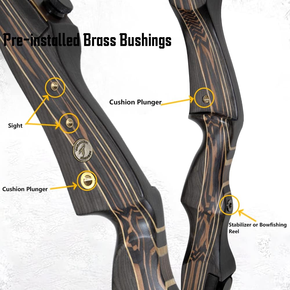 TACHYON ARCHERY Recurve Bow for Adults and Beginners, Archery Bow Takedown Wooden Bow for Hunting and Target Shooting