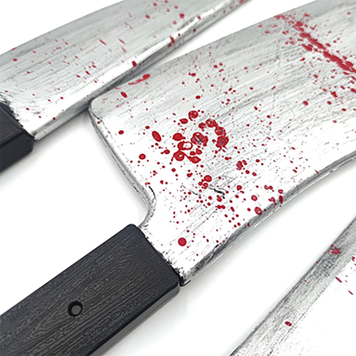 Cuchillo de plástico de carnicero de sangre para cosplay, accesorios de plástico realistas de terror, divertido para Halloween, fiesta del día de