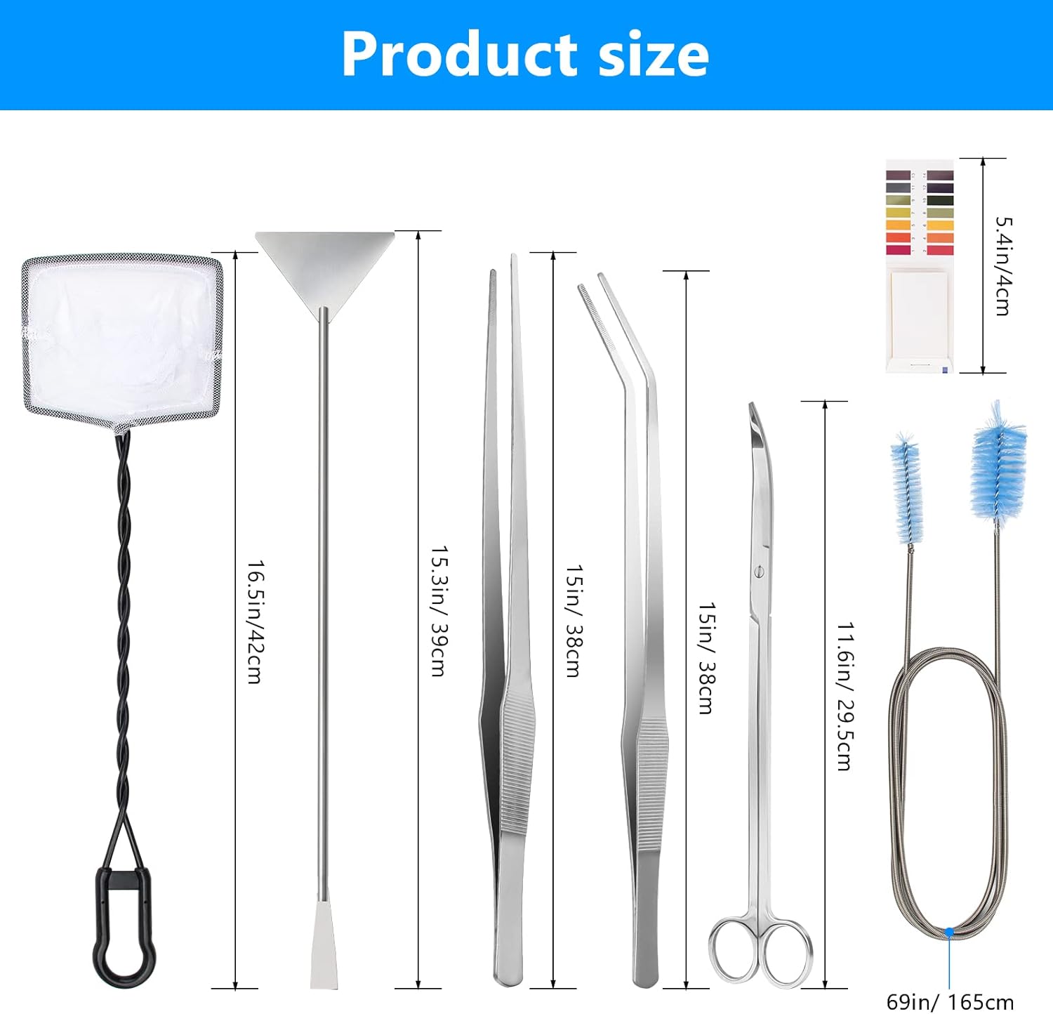 Liveek – Kit de herramientas de acuario extralargas 8 en 1, herramientas de plantas de acuario de acero inoxidable para acuario, herramientas largas