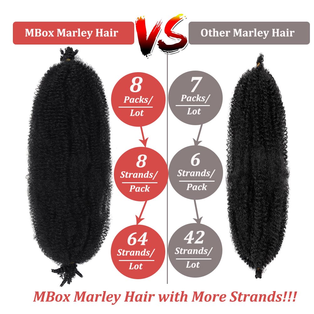 Marley Twist – 8 paquetes de cabello trenzado cubano, cabello Marley para rastas suaves, cabello previamente esponjado, 12 pulgadas, cabello de