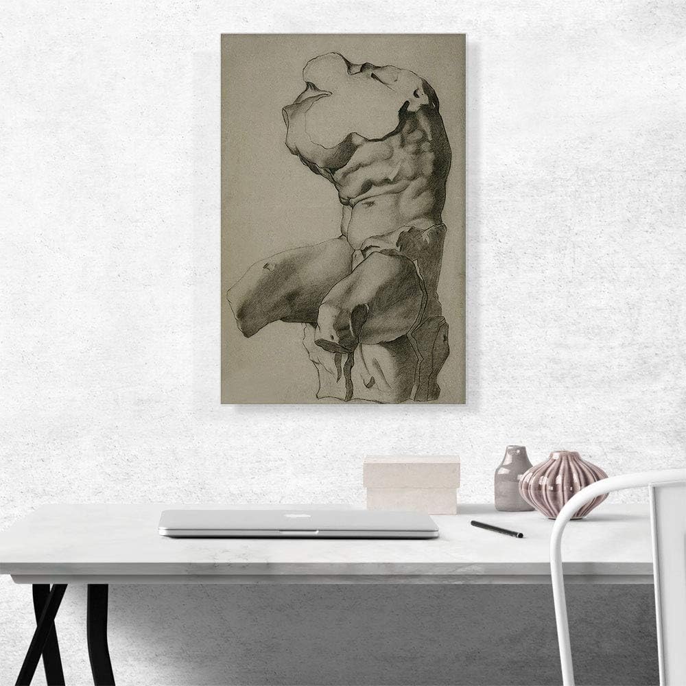 ARTCANVAS Study For a Torso 1892 Canvas Art Print Stretched Framed Painting Picture Poster Giclee Wall Decor by Pablo Picasso – 26″ x 18″ (0.75″