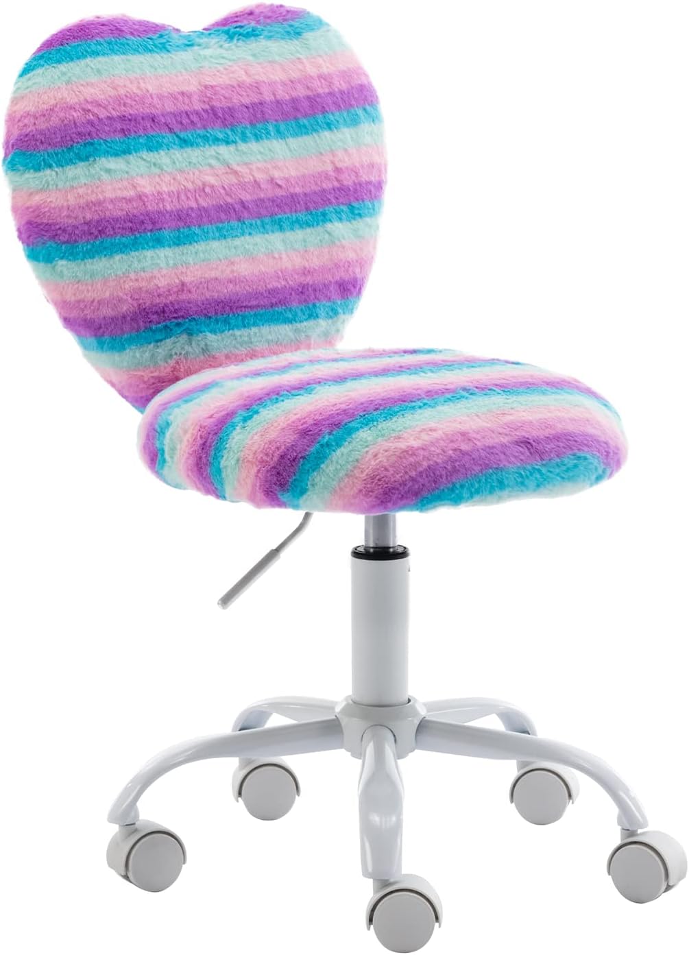 chairus Silla de escritorio para niños, silla de estudio pequeña de piel sintética para adolescentes, silla de tocador ajustable en forma de corazón