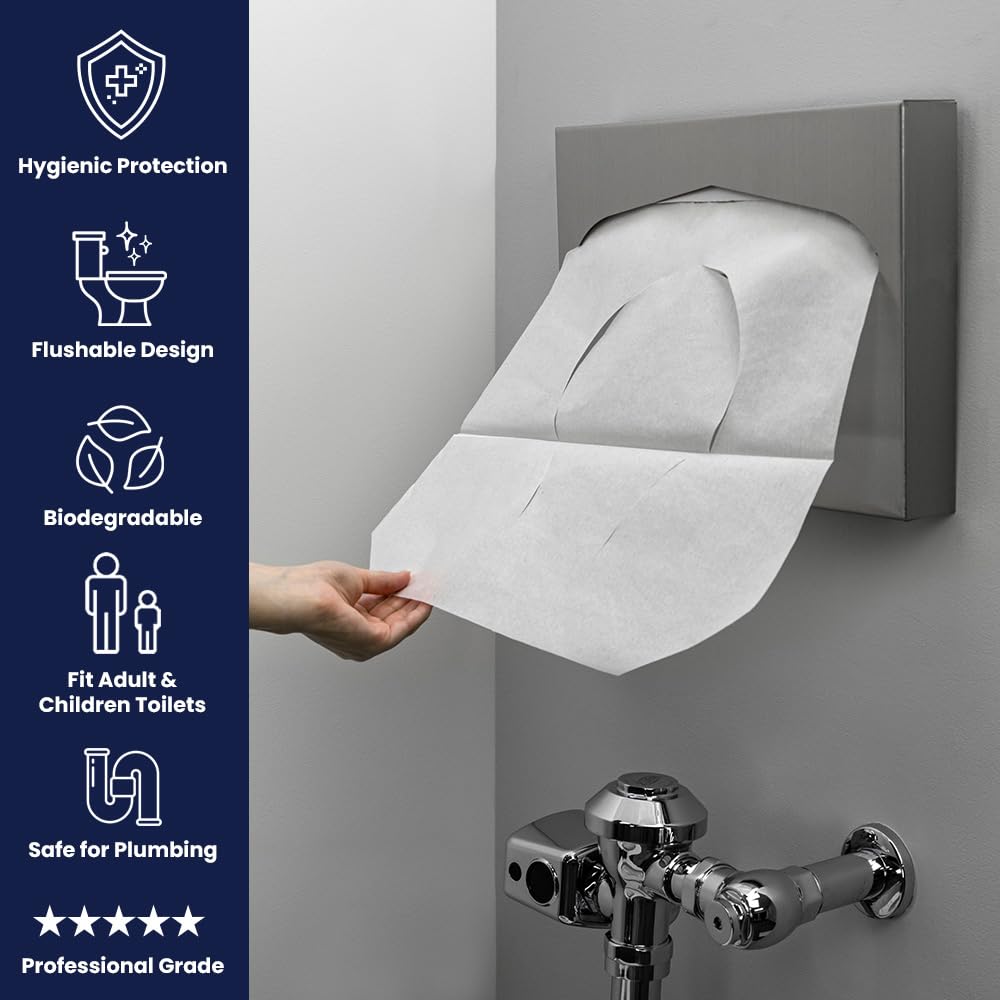 HOSPECO Fundas discretas para asiento de inodoro de media pliegue, 14.25 x 16.5, blanco, 250paquete, 20 paquetescartón
