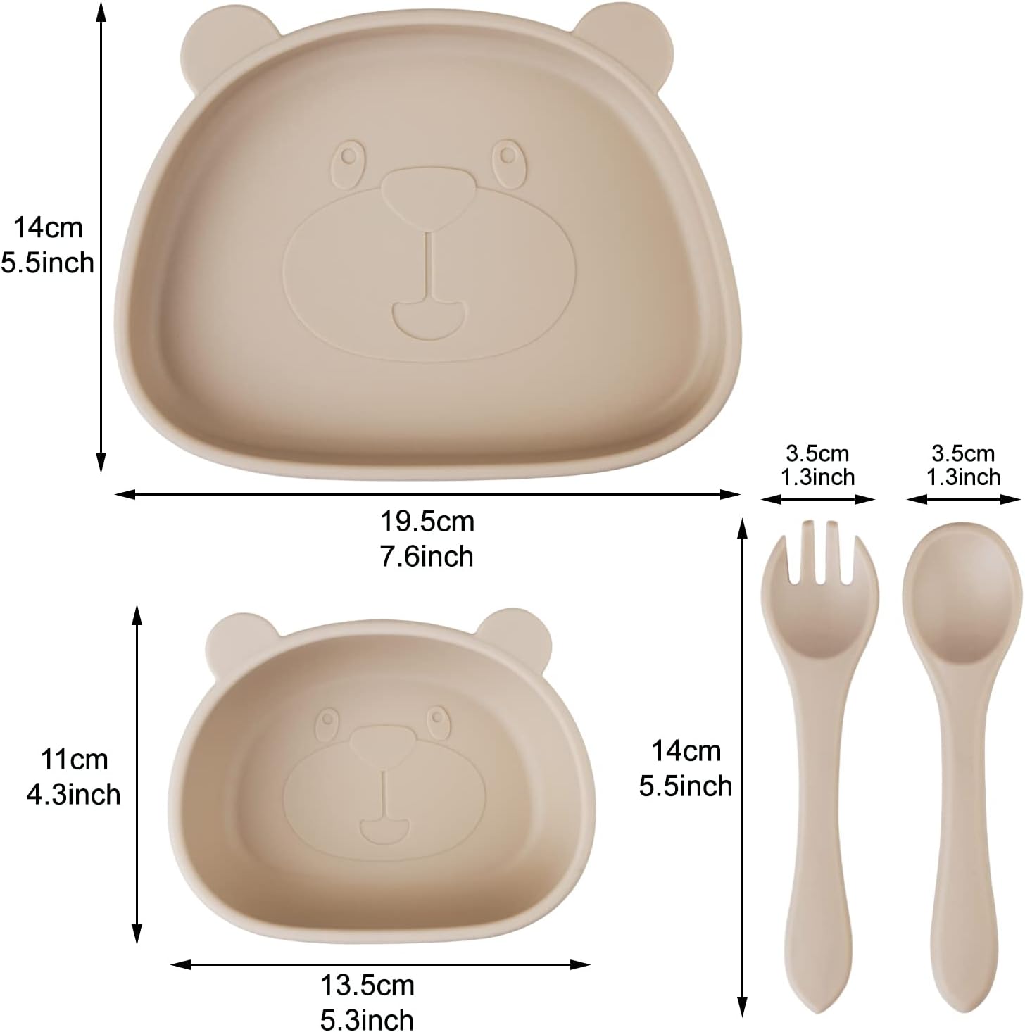Juego de alimentación de silicona para bebés, 4 placas de succión para bebé, platos divididos para niños pequeños y niños, juego de cuchara y