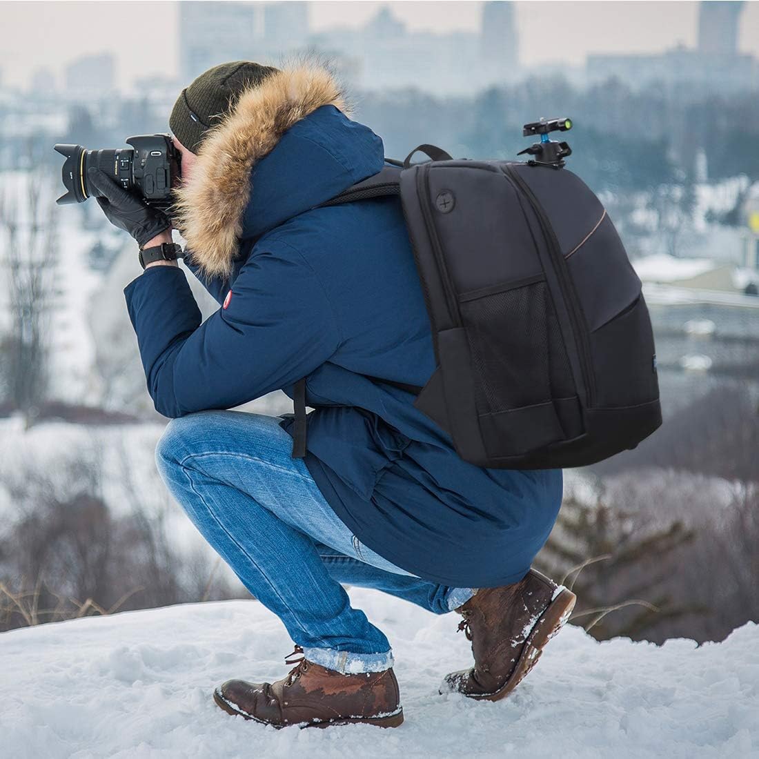 Mochilas para cámara para fotógrafos, bolsa de hombro impermeable, gran capacidad, estuche negro para cámara, regalo para fotógrafos de hombres