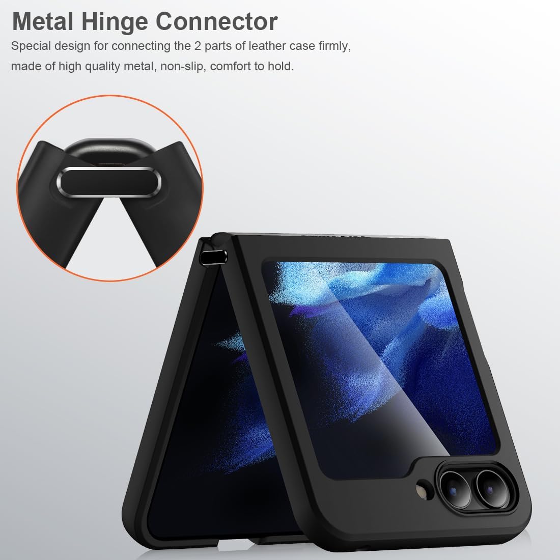Funda para Samsung Galaxy Z Flip 5 Mirror Case, Flip Z 5 con conector de bisagra subpantalla y protector de cámara TPU Edge Anti-Shock Cover