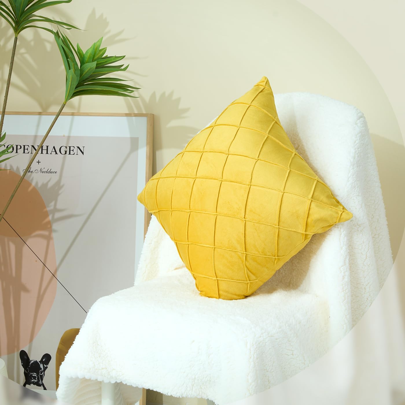 Sioloc Juego de 2 fundas de almohada decorativas de terciopelo, fundas de cojín cuadradas y suaves para el hogar, sofá o cama, 18 x 18 pulgadas,