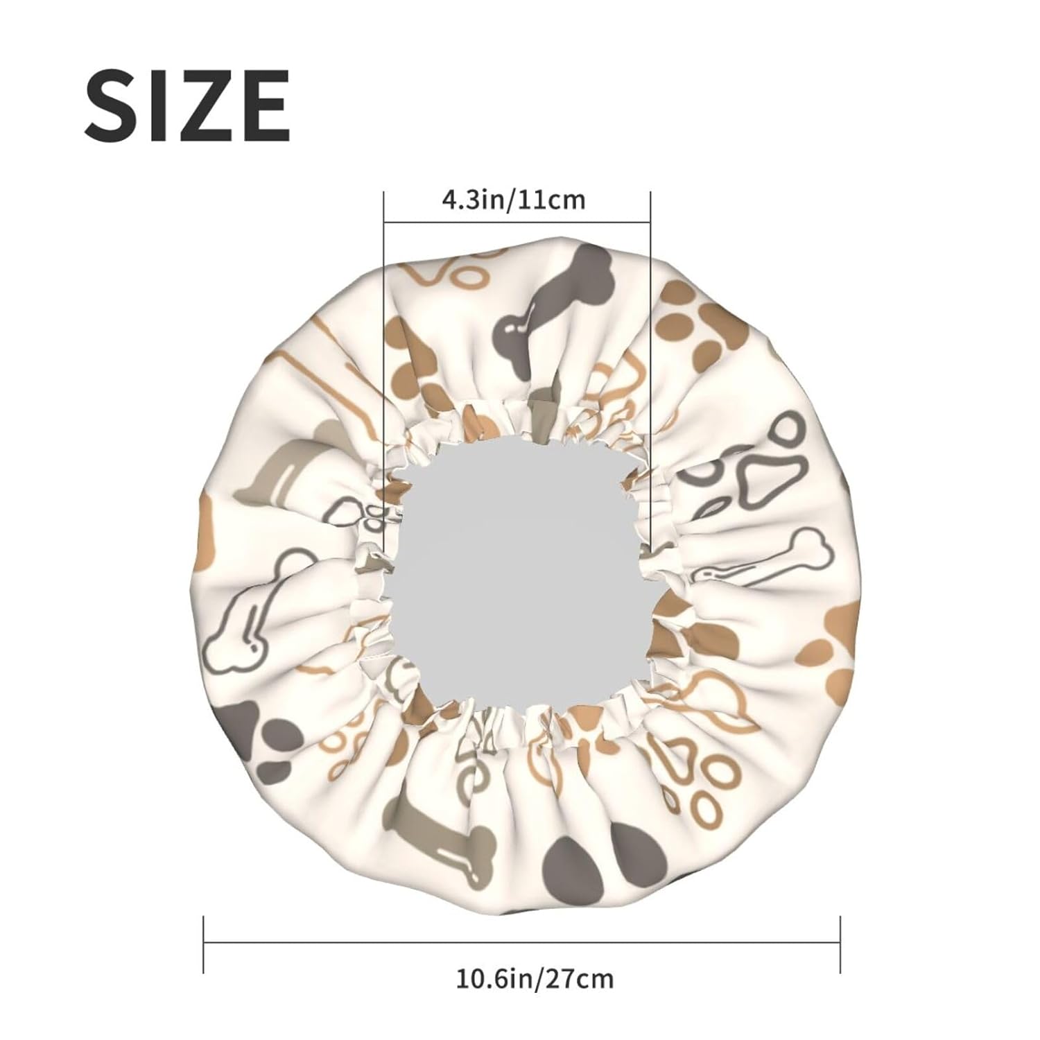 Gorro de ducha grande con estampado de patas de perro y gato para mujeres y hombres, gorro de ducha reutilizable impermeable para trenzas y pelo