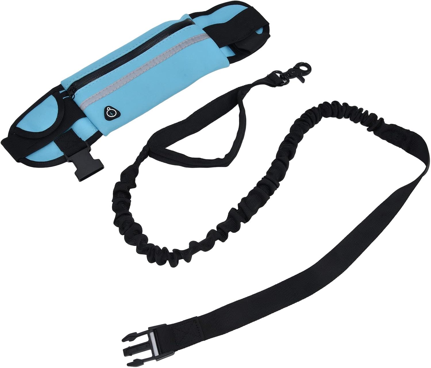 Correa de manos para perro con bolsa de cremallera para cachorro Cinto Correr, elástica duradera con tiras reflectantes, cinturón ajustable para