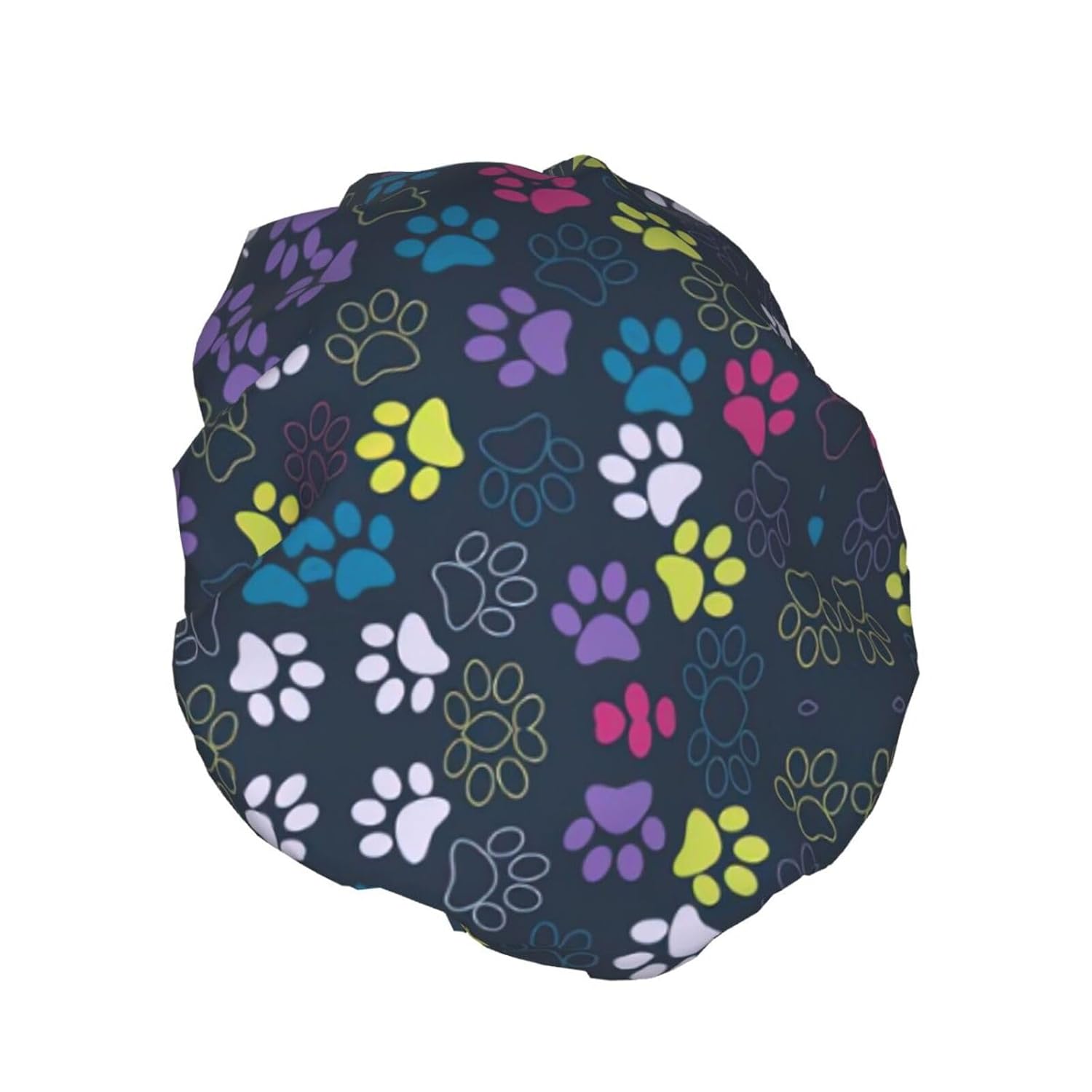 Lindo gorro de ducha con diseño de pata de perro, marco completo, doble capa, impermeable, cómodo, elástico y portátil