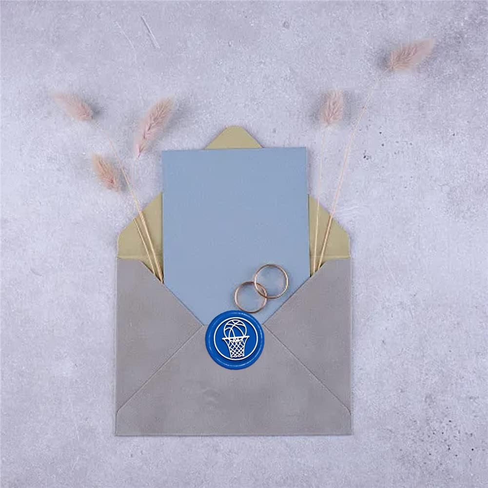 CRASPIRE Sello de cera de baloncesto para deportes, 1.181 in, retro, vintage, extraíble, latón, cabeza con mango de madera, para invitaciones de