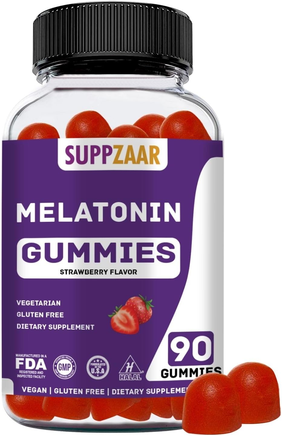 SUPPZAAR Gomitas de melatonina. Gomitas de melatonina de 5 mg para dormir mejor, energía y enfoque. Gomitas de melatonina para adultos y niños no