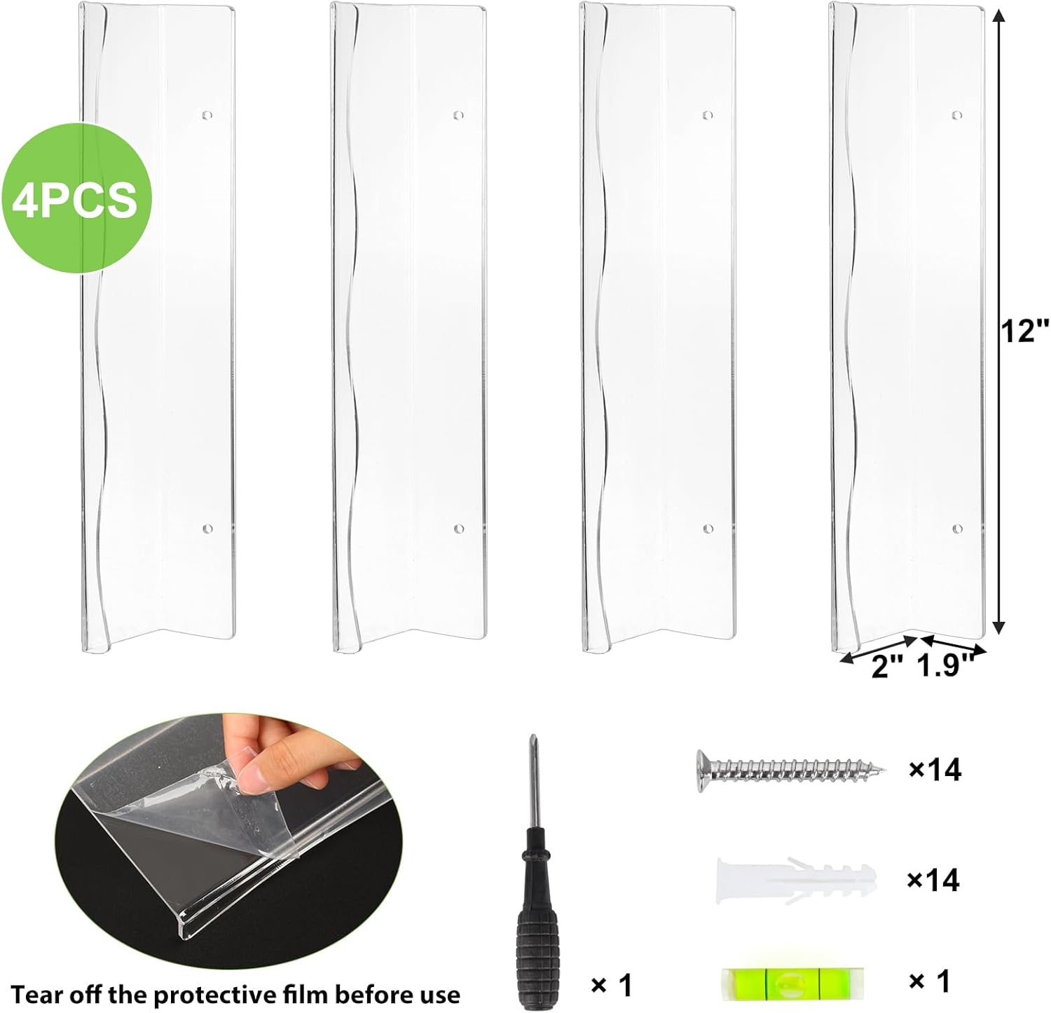Fixwal Estantes flotantes de acrílico transparente para pared, estante de disco de vinilo, juego de 4, soporte para discos de acrílico transparente