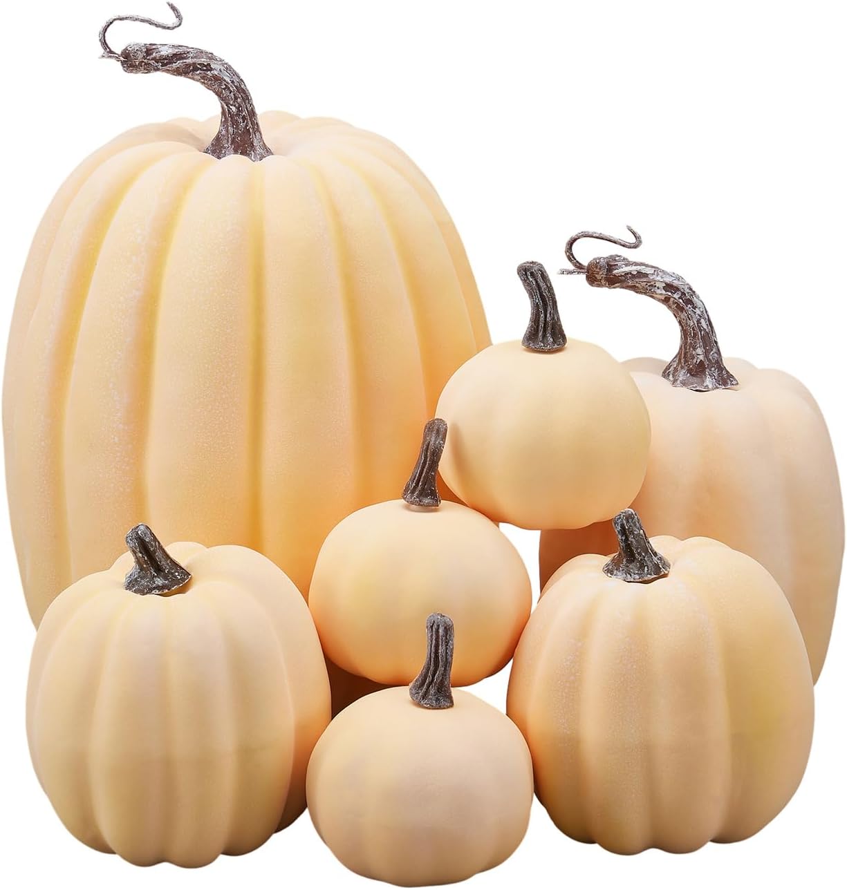 7 calabazas artificiales de Halloween de espuma, calabazas artificiales de cosecha de otoño, Acción de Gracias o decoración de Halloween (naranja