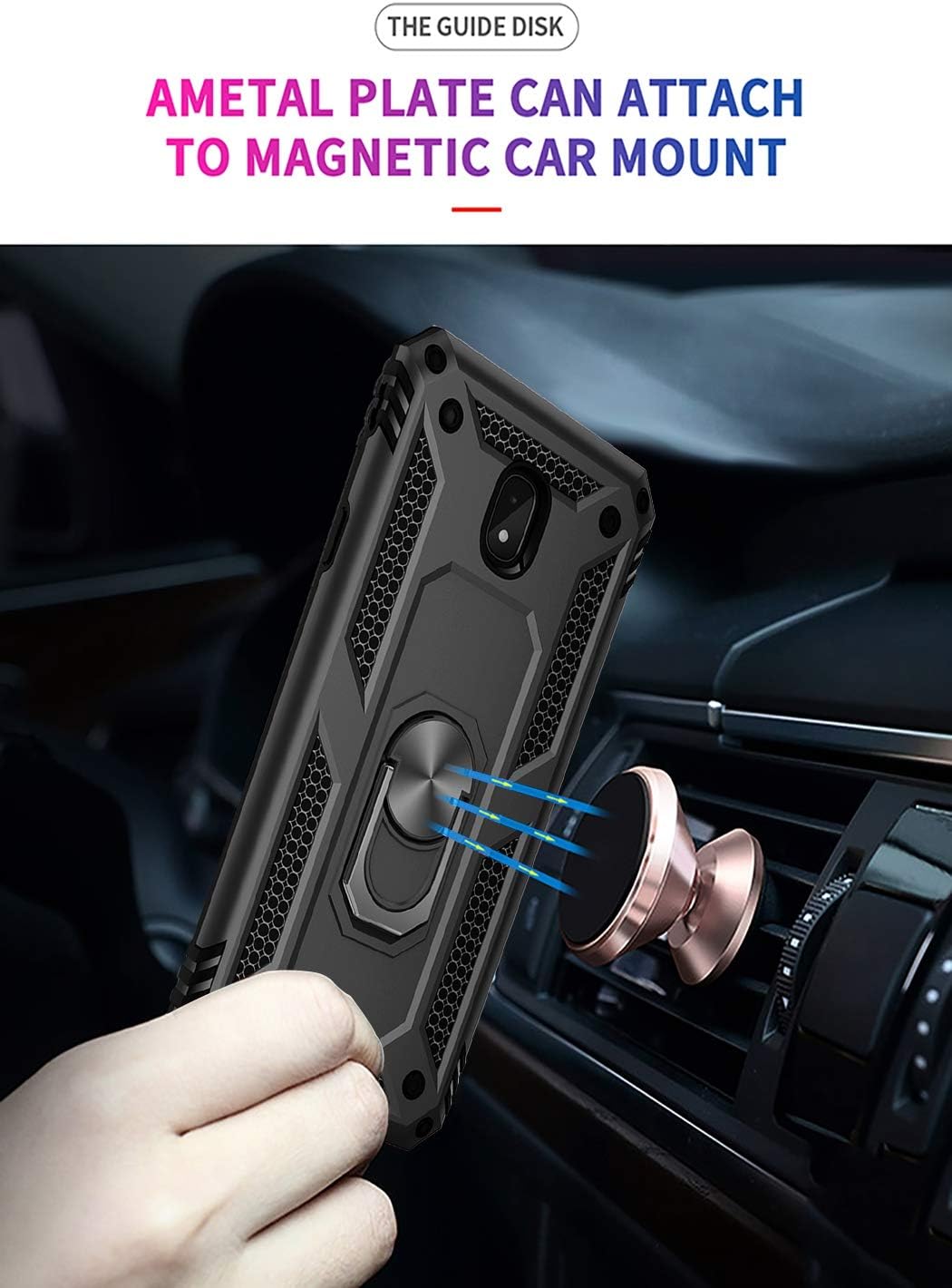 Zoeirc Funda para Galaxy J3 2018, funda J3 Star, J3 Achieve, Galaxy ExpressAmp Prime 3, J3 OrbitJ3 AuraSol 3, soporte magnético para anillo de