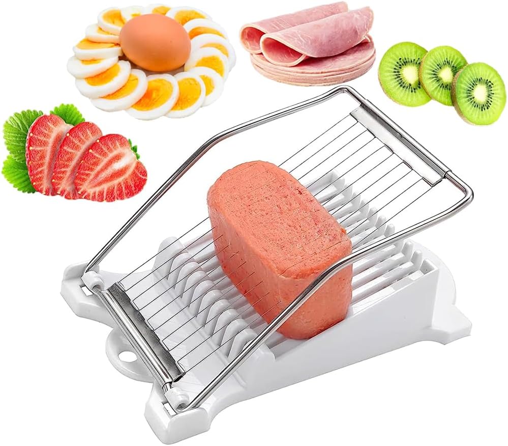 Luncheon Meat Slicer,Stainless Steel Wire Egg Slicer, Cutter for Fruit,Onions, Strawberry Avocado Mango Tomato Banana Tofu