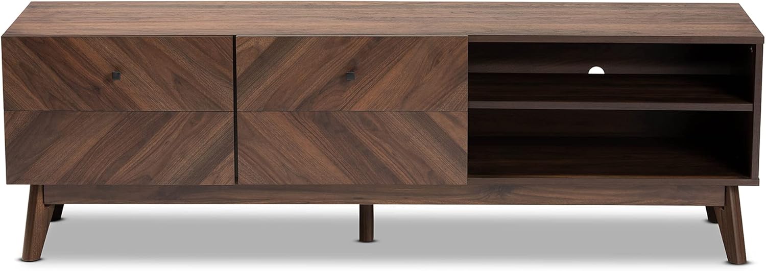 Baxton Studio Hartman – Muebles de TV, tamaño único, color marrón nogal