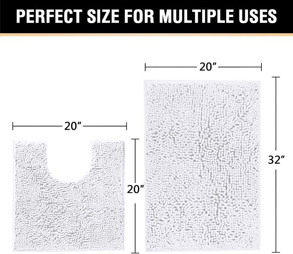 H.VERSAILTEX Tapete de baño de felpilla de lujo original (32 x 20 pulgadas20 x 20 pulgadas), extra suave y absorbente, lavable a máquinasecado a