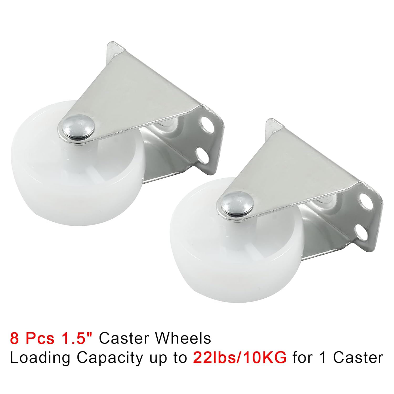 8 ruedas giratorias de 1.5 pulgadas, ruedas giratorias fijas no giratorias, ruedas ocultas de plástico duro blanco para muebles, electrodomésticos