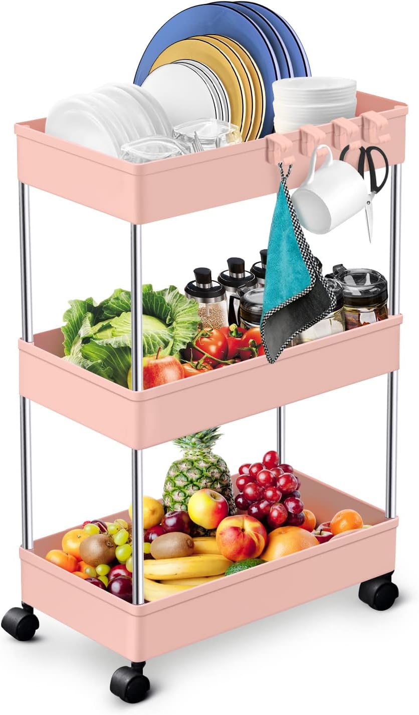 Carrito de almacenamiento con ruedas para baño con ruedas, carrito de cocina, organizador de lavandería móvil, estantes para organizadores de