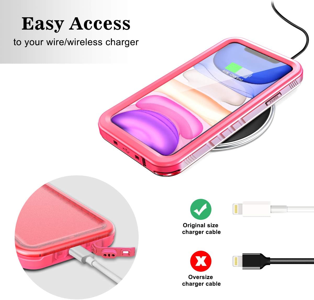 SPORTLINK Funda impermeable para iPhone 11, de cuerpo completo, protección resistente, cubierta completamente sellada, a prueba de polvo, protector