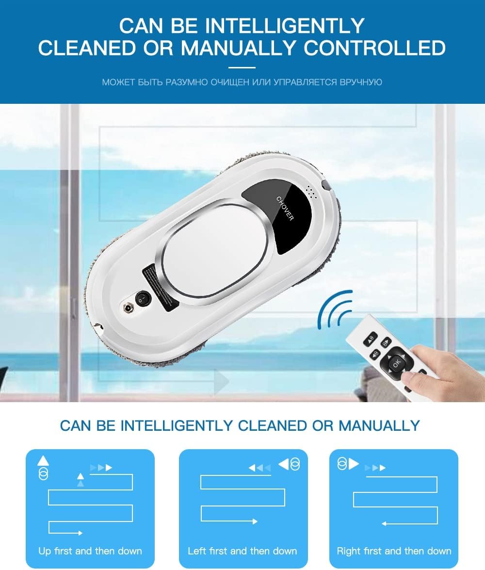 CHOVERY – Aspirador de ventana, robot de limpieza al vacío con 5600 Pca, batería inteligente anticaída y apagado con control remoto para ventanas,